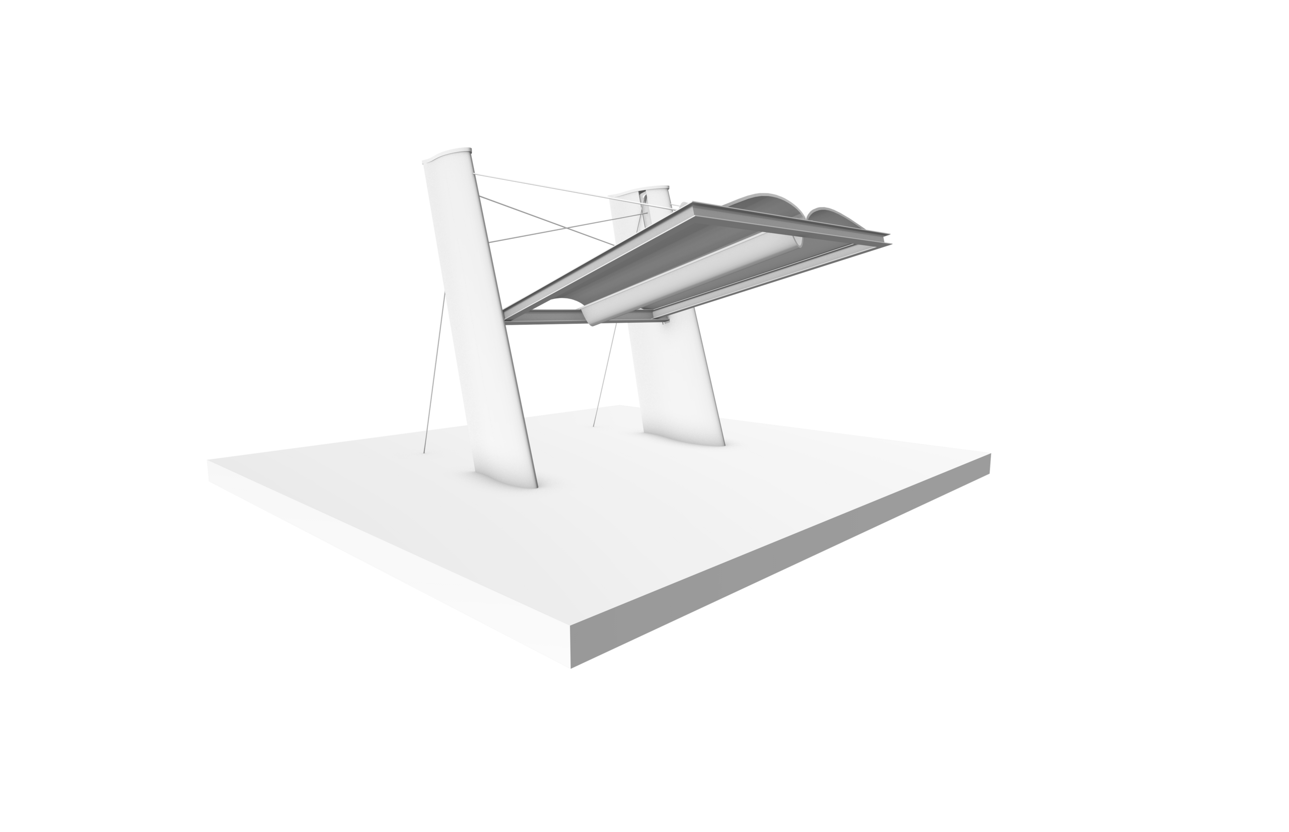Architektonischer Entwurf des Info-Pavillons