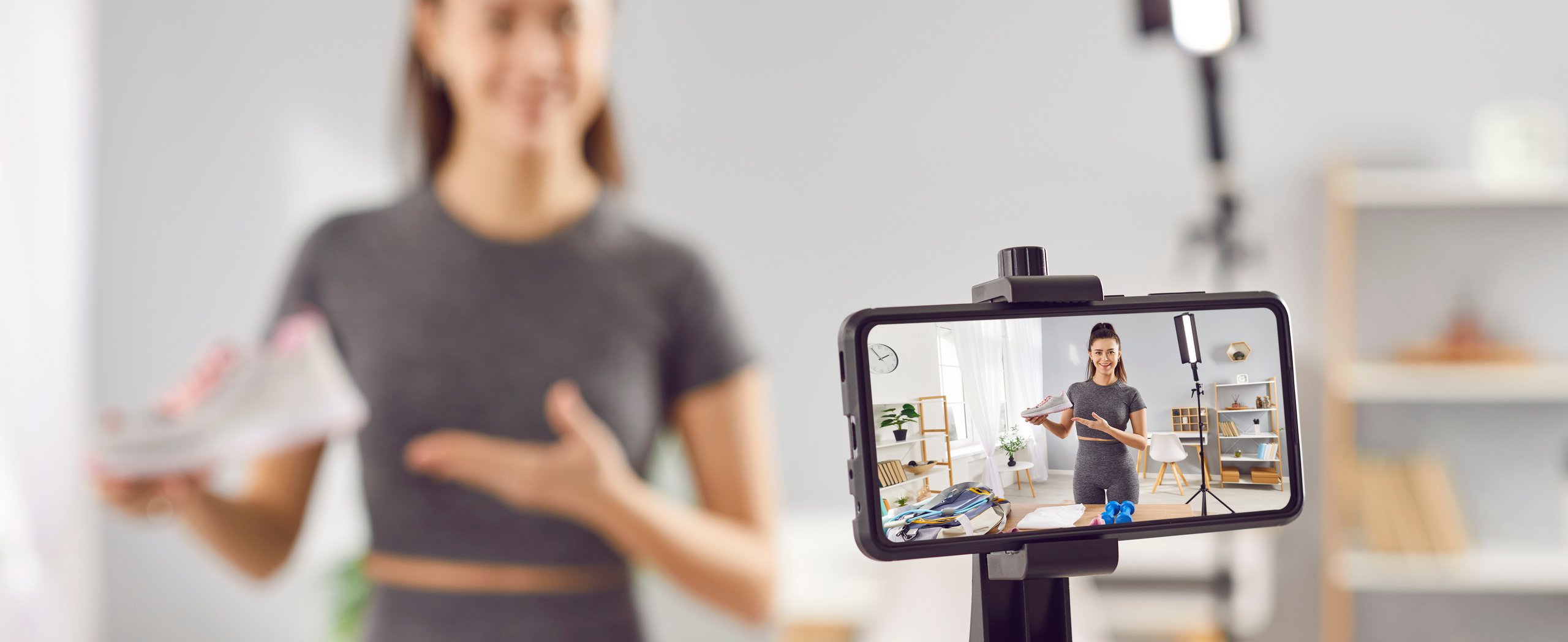 Female influencer advertsing shoes