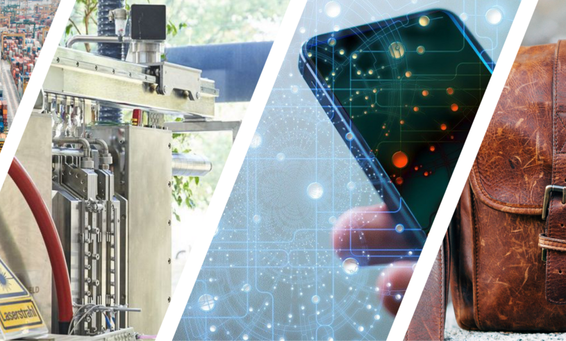 Foto-Zusammenstellung entlang der Lederlieferkette.  